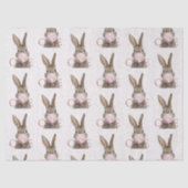 ウサギのピンクの風船ガム 初誕生日 薄葉紙 (正面)