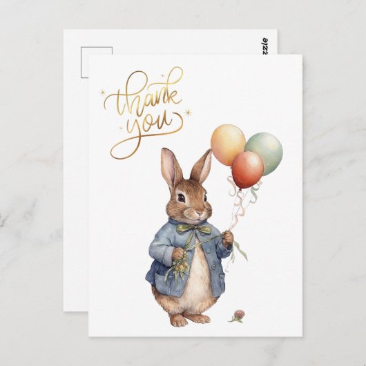 ウサギのピーターありがとう ポストカード (正面/裏面)