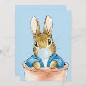 ウサギのピーターが青いバブルガムを吹く サンキューカード (正面/裏面)