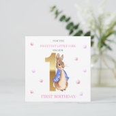 ウサギのピーター最初の誕生日の挨拶 カード (スタンド正面)