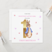 ウサギのピーター最初の誕生日の挨拶 カード (正面/裏面インサイチュ)