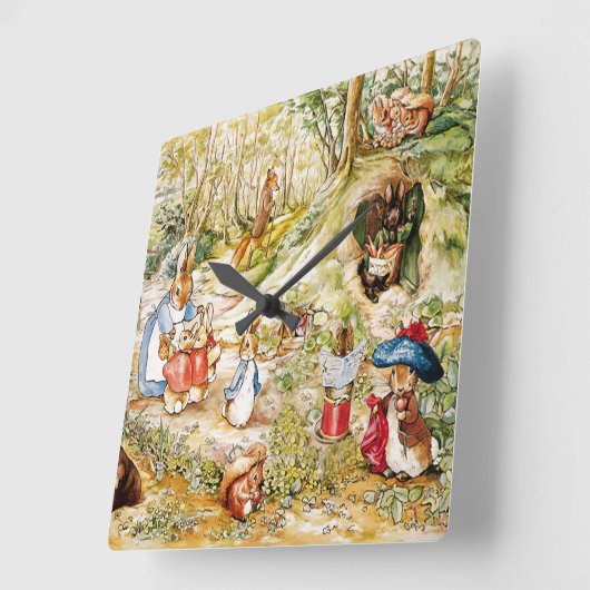 ウサギのピーター スクエア壁時計 (傾斜)