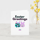 ウサギのフワフワ縦型ミニグリーティングカード カード (黄色い花)