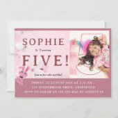 ウサギのプリンセスが5歳に！パーティーのお誘い 招待状 (正面)