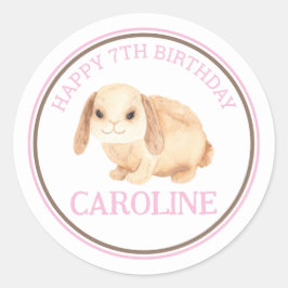 ウサギのペットゾーン誕生日パーティーシール ラウンドシール