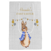 ウサギのペーターをパーソナライズ最初のイースター ミディアムペーパーバッグ (裏面)