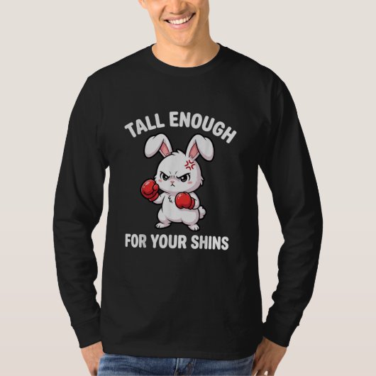 ウサギのボクシングはあなたの脛にぴったり 面白いデザイン Tシャツ (正面)