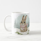 ウサギのマグカップ かわいい水彩画 冬うさぎ クリスマス コーヒーマグカップ (左)