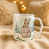 ウサギのマグカップ かわいい水彩画 冬うさぎ クリスマス コーヒーマグカップ