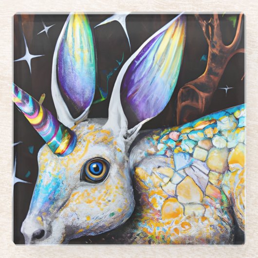ウサギのユニコーン ガラスコースター (正面)
