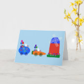 ウサギのレースカー #1 カード (黄色い花)