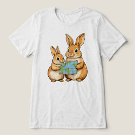 ウサギの世界地図探検 トライブレンドTシャツ