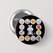 ウサギの中国のな(占星術の)十二宮図年 缶バッジ (正面&裏面)