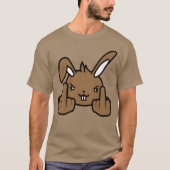 ウサギの中指を立てたいたずらな失礼なデザイン Tシャツ (正面)