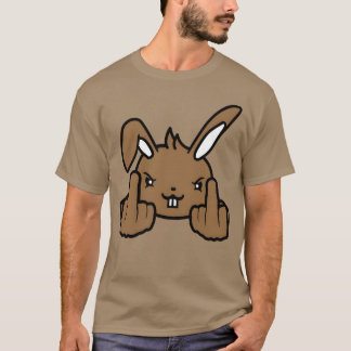 ウサギの中指を立てたいたずらな失礼なデザイン Tシャツ