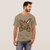 ウサギの中指を立てたいたずらな失礼なデザイン Tシャツ (正面フル)