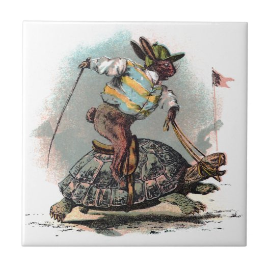 ウサギの乗馬のカメの競争 タイル (正面)