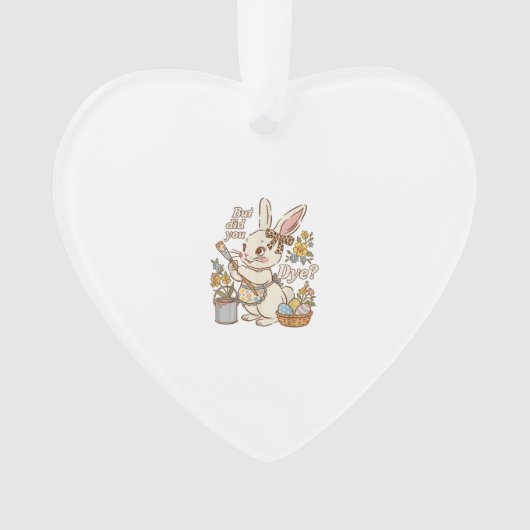 ウサギの卵だけど、染めた？ 面白い かわいい イースター ウサギ オーナメント (正面)