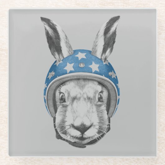 ウサギの向こう見ず ガラスコースター (正面)