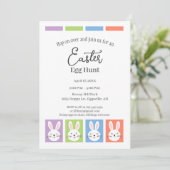 ウサギの四角形と卵の宝探し付きのイースター招待状 招待状 (スタンド正面)