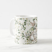 ウサギの夢 白い花 葉 コーヒーマグカップ (正面左)