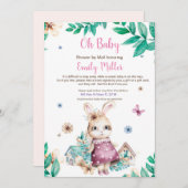 ウサギの女の子のシャワー　郵便での招待状 招待状 (正面/裏面)