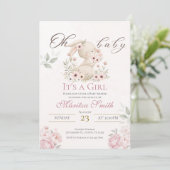 ウサギの女の子のベビーシャワー招待状 招待状 (スタンド正面)