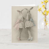 ウサギの女の子の挨拶状 カード (黄色い花)