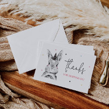 ウサギの女の子の誕生日お礼カード