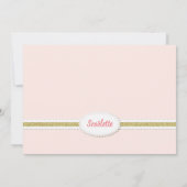 ウサギの女の子の誕生日写真招待ピンクゴールド 招待状 (裏面)