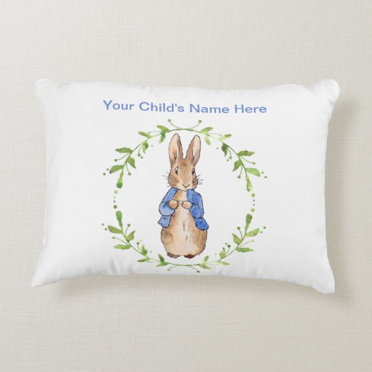 ウサギの子どもの名前をピーターにパーソナライズ アクセントクッション (裏面)