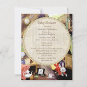 ウサギの巣穴の不思議の国のベビーシャワーの下のアリス 招待状 (裏面)