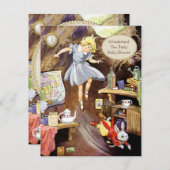 ウサギの巣穴の不思議の国のベビーシャワーの下のアリス 招待状 (正面/裏面)