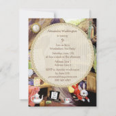 ウサギの巣穴の誕生日のお茶会の下のアリス 招待状 (裏面)