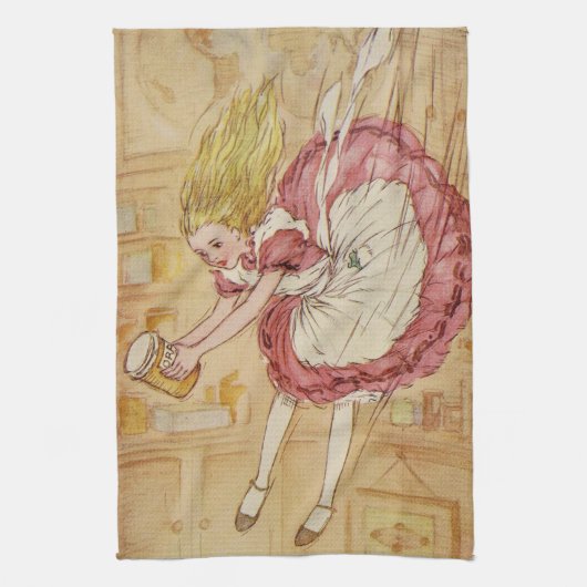 ウサギの巣穴落下 キッチンタオル (縦)