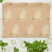 ウサギの年ベージュ色キッチンタオル キッチンタオル (折り畳み)