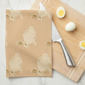 ウサギの年ベージュ色キッチンタオル キッチンタオル (四つ折り)