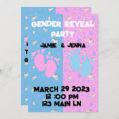 ウサギの性別発表パーティー招待状 招待状 (正面/裏面)