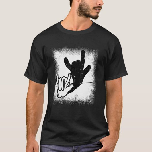 ウサギの愛してる手話シャドウ ブル Tシャツ (正面)