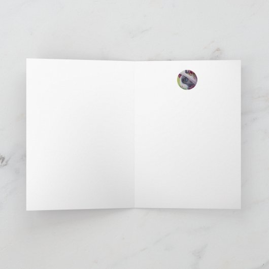 ウサギの愛らしい姿をとらえた、帽子をかぶったブラック・ホワイトのオランダウサギの水彩画 カード (内部)