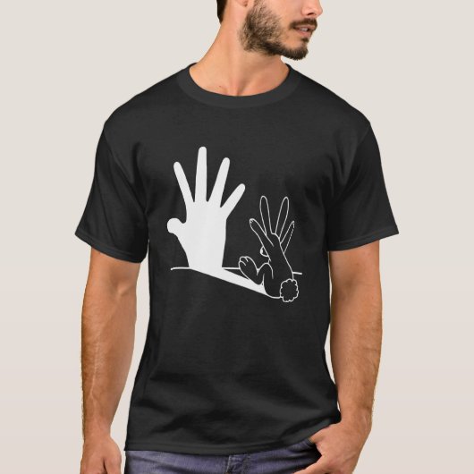 ウサギの手の影の生活ジョークうさぎバニー Tシャツ (正面)