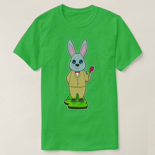 ウサギの新郎のス結婚ーツ Tシャツ (デザイン正面)