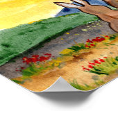 ウサギの日の出の山の上サニーイエローポスター ポスター (角)