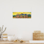 ウサギの日の出の山の上サニーイエローポスター ポスター (キッチン)