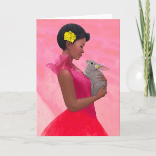 「ウサギの春の淑女」　グリーティングカード カード (正面)