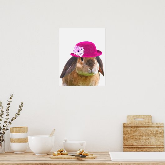 ウサギの森の動物の保育園の赤ちゃん部屋 ポスター (キッチン)