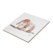 ウサギの水の色絵画の茶色のヴィンテージ タイル (側面)