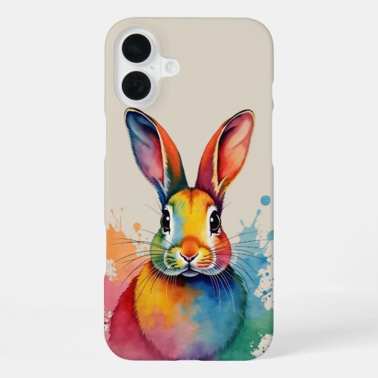 ウサギの水彩画アート iPhoneケース (裏面)
