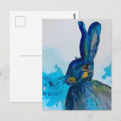 ウサギの水彩画 ポストカード (正面/裏面)