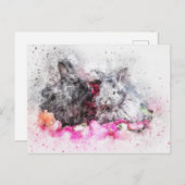 ウサギの水彩 ポストカード (正面/裏面)